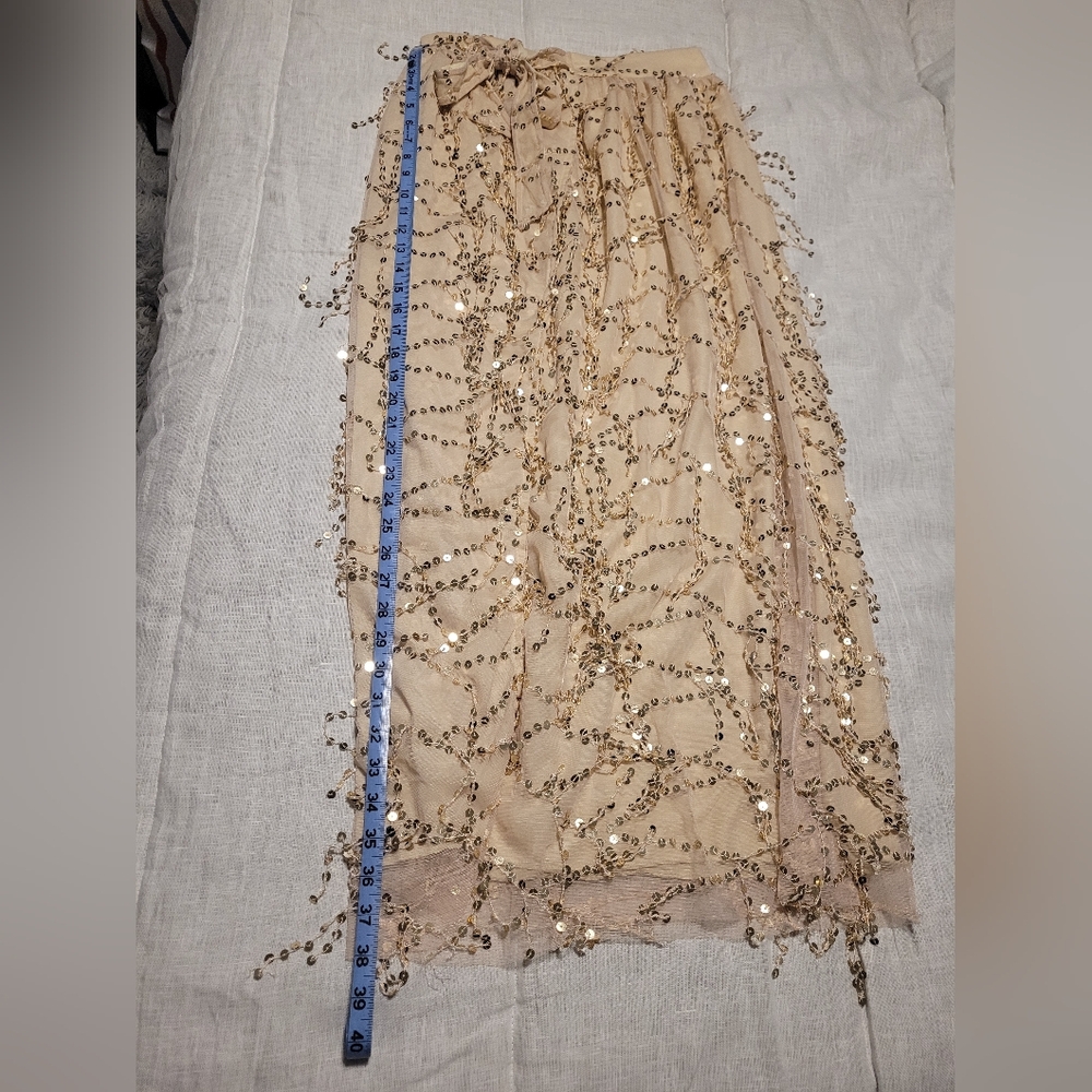 Faux Wrap Gold Sequin Skirt